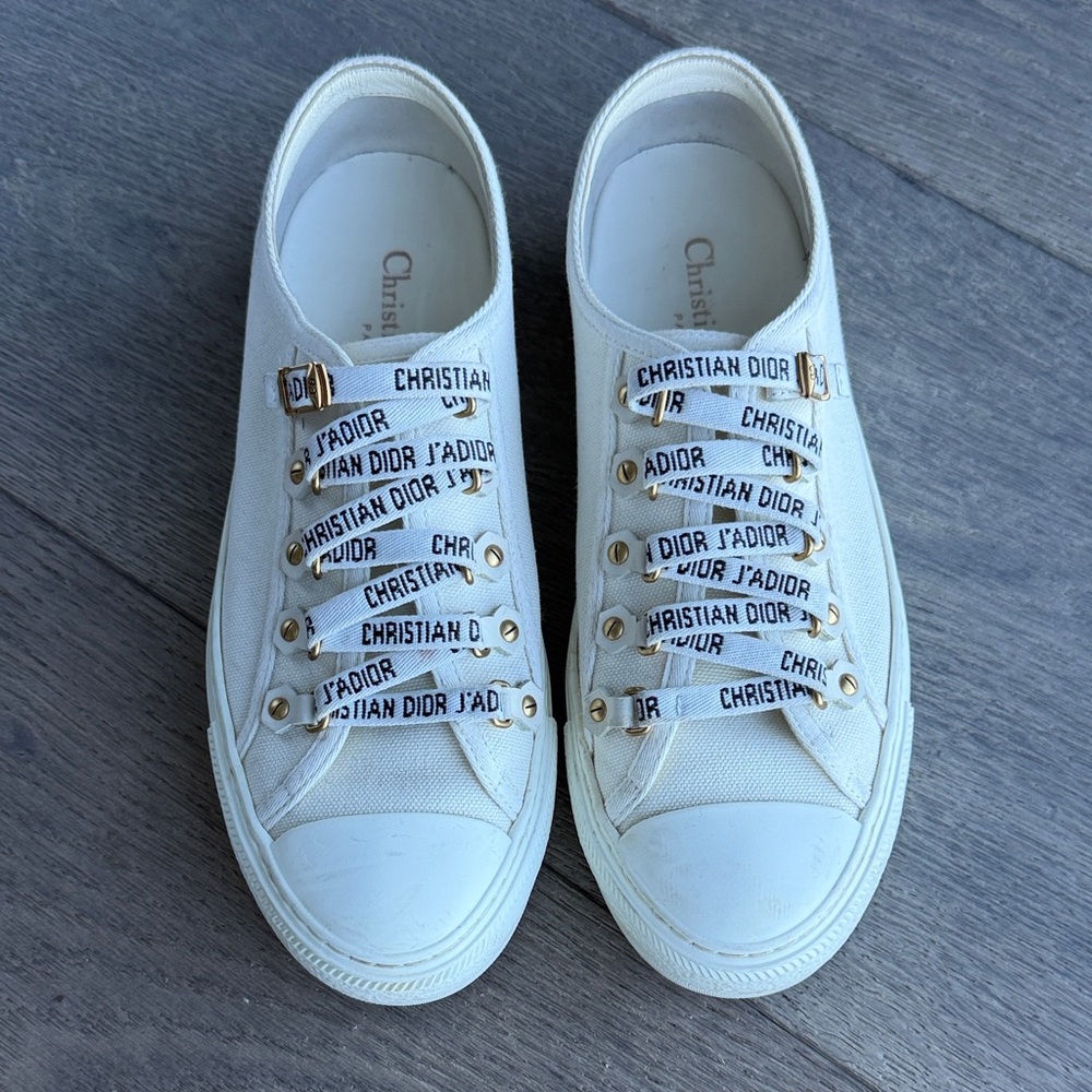 Dior Cream Sneakers with Logo Laces